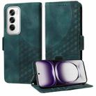 For OPPO Reno12 5G Global Embossed Rhombus Starry Leather Phone Case(Green) - 1