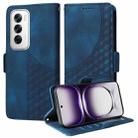 For OPPO Reno12 5G Global Embossed Rhombus Starry Leather Phone Case(Blue) - 1