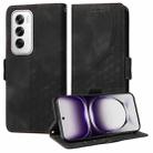 For OPPO Reno12 5G Global Embossed Rhombus Starry Leather Phone Case(Black) - 1