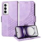 For OPPO Reno12 5G Global Embossed Rhombus Starry Leather Phone Case(Purple) - 1