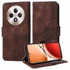 For OPPO Reno12 F 5G Global Embossed Rhombus Starry Leather Phone Case(Brown) - 1