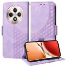 For OPPO Reno12 F 5G Global Embossed Rhombus Starry Leather Phone Case(Purple) - 1