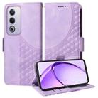 For OPPO A3 Pro 5G Global / India Embossed Rhombus Starry Leather Phone Case(Purple) - 1