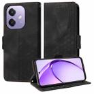 For OPPO A3x 4G / A3x 5G India Embossed Rhombus Starry Leather Phone Case(Black) - 1