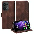 For OPPO Reno13 Global Embossed Rhombus Starry Leather Phone Case(Brown) - 1