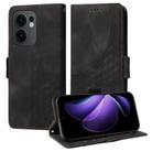 For OPPO Reno13 F 4G / 5G Embossed Rhombus Starry Leather Phone Case(Black) - 1