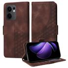 For OPPO Reno13 F 4G / 5G Embossed Rhombus Starry Leather Phone Case(Brown) - 1