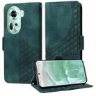 For OPPO Reno11 5G Global Embossed Rhombus Starry Leather Phone Case(Green) - 1