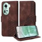 For OPPO Reno11 5G Global Embossed Rhombus Starry Leather Phone Case(Brown) - 1