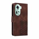 For OPPO Reno11 5G Global Embossed Rhombus Starry Leather Phone Case(Brown) - 3