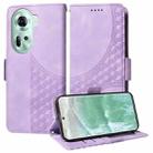 For OPPO Reno11 5G Global Embossed Rhombus Starry Leather Phone Case(Purple) - 1