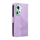 For OPPO Reno11 5G Global Embossed Rhombus Starry Leather Phone Case(Purple) - 3