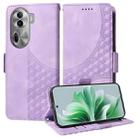 For OPPO Reno11 Pro 5G Global Embossed Rhombus Starry Leather Phone Case(Purple) - 1