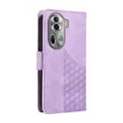 For OPPO Reno11 Pro 5G Global Embossed Rhombus Starry Leather Phone Case(Purple) - 3