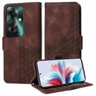 For OPPO Reno11 F / F25 Pro Embossed Rhombus Starry Leather Phone Case(Brown) - 1