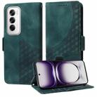 For OPPO Reno12 Pro Global Embossed Rhombus Starry Leather Phone Case(Green) - 1