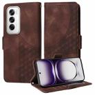 For OPPO Reno12 Pro Global Embossed Rhombus Starry Leather Phone Case(Brown) - 1