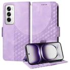 For OPPO Reno12 Pro Global Embossed Rhombus Starry Leather Phone Case(Purple) - 1