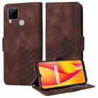 For Realme C15 / C12 Embossed Rhombus Starry Leather Phone Case(Brown) - 1