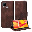 For Realme C25 / C25S Embossed Rhombus Starry Leather Phone Case(Brown) - 1