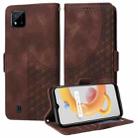 For Realme C20 / C20A Embossed Rhombus Starry Leather Phone Case(Brown) - 1