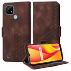 For Realme C21 / C21Y / C25Y Embossed Rhombus Starry Leather Phone Case(Brown) - 1