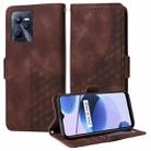 For Realme C35 4G Embossed Rhombus Starry Leather Phone Case(Brown) - 1