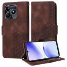 For Realme C53 / Narzo N53 Embossed Rhombus Starry Leather Phone Case(Brown) - 1