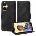 For Realme C55 Embossed Rhombus Starry Leather Phone Case(Black) - 1