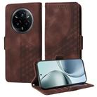 For Realme 14 Pro+ Global Embossed Rhombus Starry Leather Phone Case(Brown) - 1