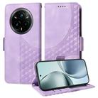 For Realme 14 Pro+ Global Embossed Rhombus Starry Leather Phone Case(Purple) - 1