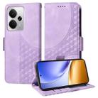 For Realme 14 Global Embossed Rhombus Starry Leather Phone Case(Purple) - 1