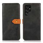 For Samsung Galaxy S25 Ultra 5G KHAZNEH Dual-color Cowhide Texture Flip Leather Phone Case(Black) - 1