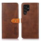 For Samsung Galaxy S25 Ultra 5G KHAZNEH Dual-color Cowhide Texture Flip Leather Phone Case(Brown) - 1