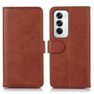 For OPPO Reno12 5G Global Cow Texture Flip Leather Phone Case(Brown) - 1