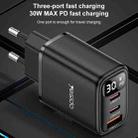 Yesido YC69 30W USB + Dual USB-C / Type-C Digital Display Charger, Specification:EU Plug(Black) - 2