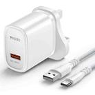 Yesido YC85C 18W USB Fast Charger with USB to USB-C / Type-C Cable, Specification:UK Plug(White) - 1