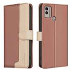 For Nokia C22 Color Matching RFID Anti-theft Leather Phone Case(Brown) - 1