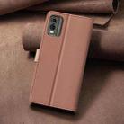 For Nokia C32 Color Matching RFID Anti-theft Leather Phone Case(Brown) - 3