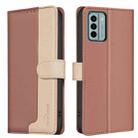 For Nokia G22 Color Matching RFID Anti-theft Leather Phone Case(Brown) - 1