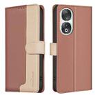 For Honor 90 5G Color Matching RFID Anti-theft Leather Phone Case(Brown) - 1