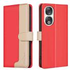 For Honor 90 5G Color Matching RFID Anti-theft Leather Phone Case(Red) - 1