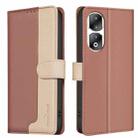 For Honor 90 Pro Color Matching RFID Anti-theft Leather Phone Case(Brown) - 1