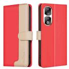 For Honor 90 Pro Color Matching RFID Anti-theft Leather Phone Case(Red) - 1