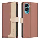 For Honor 90 Lite / X50i Color Matching RFID Anti-theft Leather Phone Case(Brown) - 1