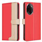 For Honor 100 Pro Color Matching RFID Anti-theft Leather Phone Case(Red) - 1