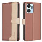 For Honor X7a Color Matching RFID Anti-theft Leather Phone Case(Brown) - 1