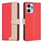 For Honor X7a Color Matching RFID Anti-theft Leather Phone Case(Red) - 1