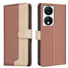 For Honor X7b Color Matching RFID Anti-theft Leather Phone Case(Brown) - 1