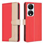 For Honor X7b Color Matching RFID Anti-theft Leather Phone Case(Red) - 1